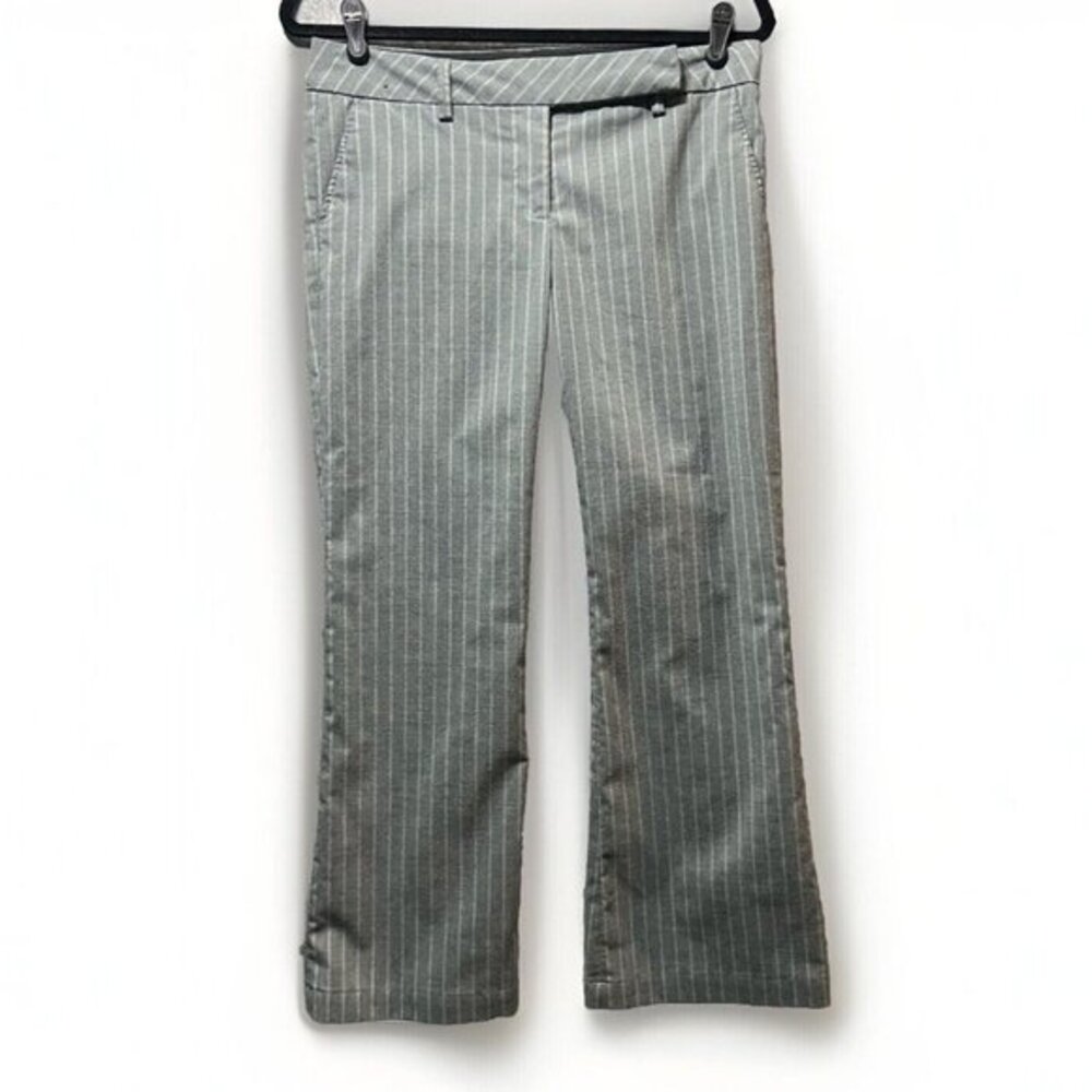 Y2K 90s Dress Pants Medium Gray Pinstripe Wide Straight Leg Low Rise Be‎ Cool